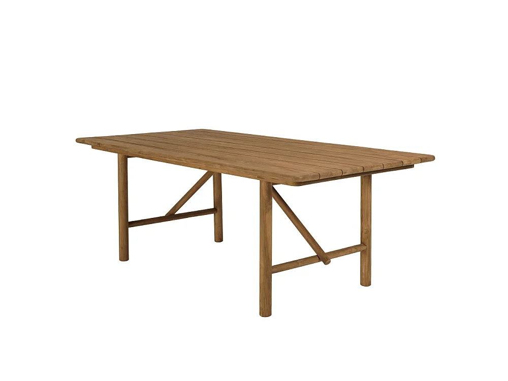 COLINE - Table à manger de jardin 200x100cm en bois de teck recyclé