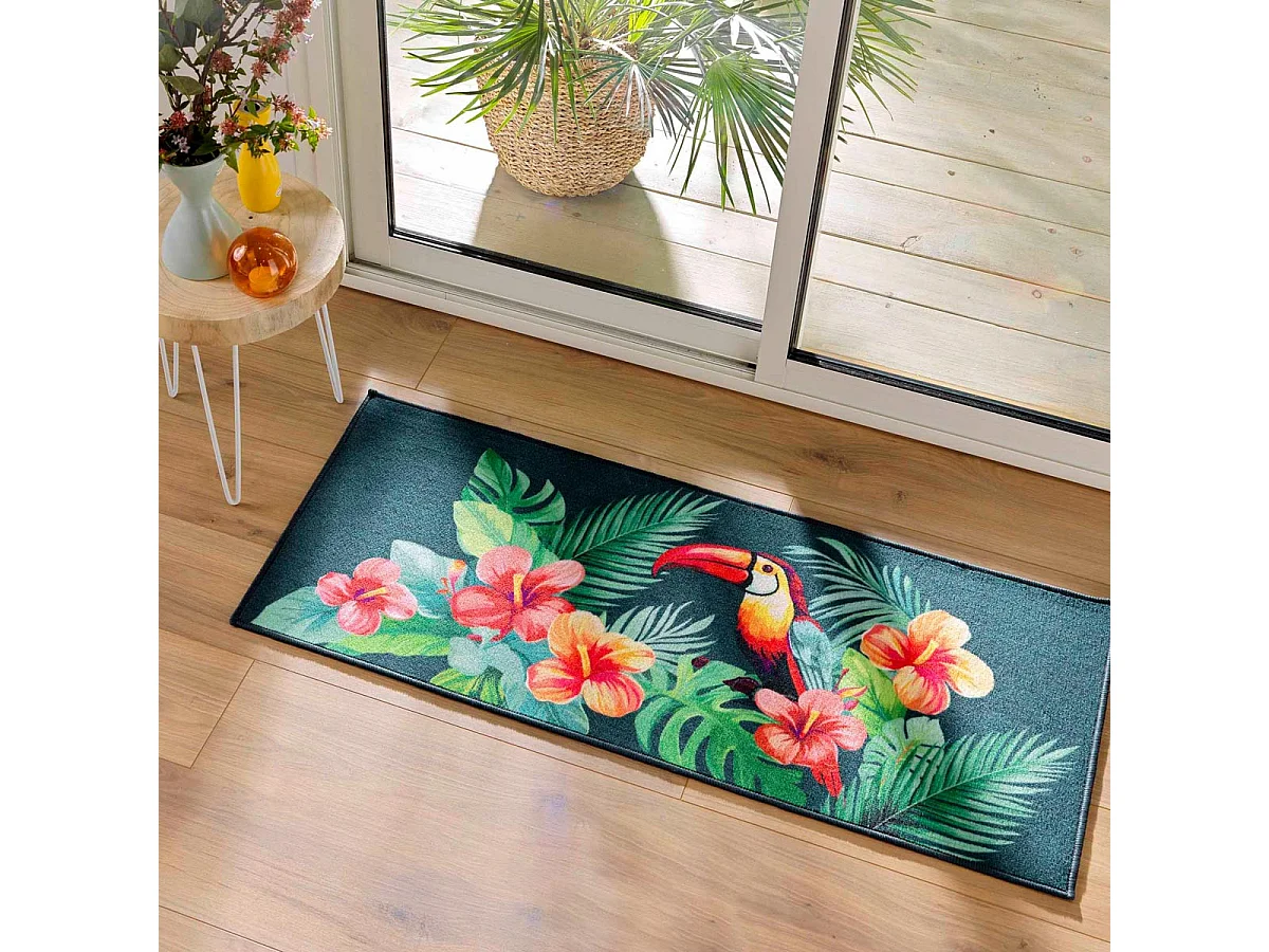 Tapis Déco Imprimé "Moorea" 50x120cm Multicolore