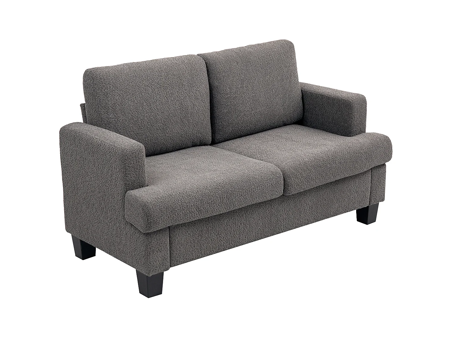 Canapé 2 places compact 140cm tissu chenille gris foncé