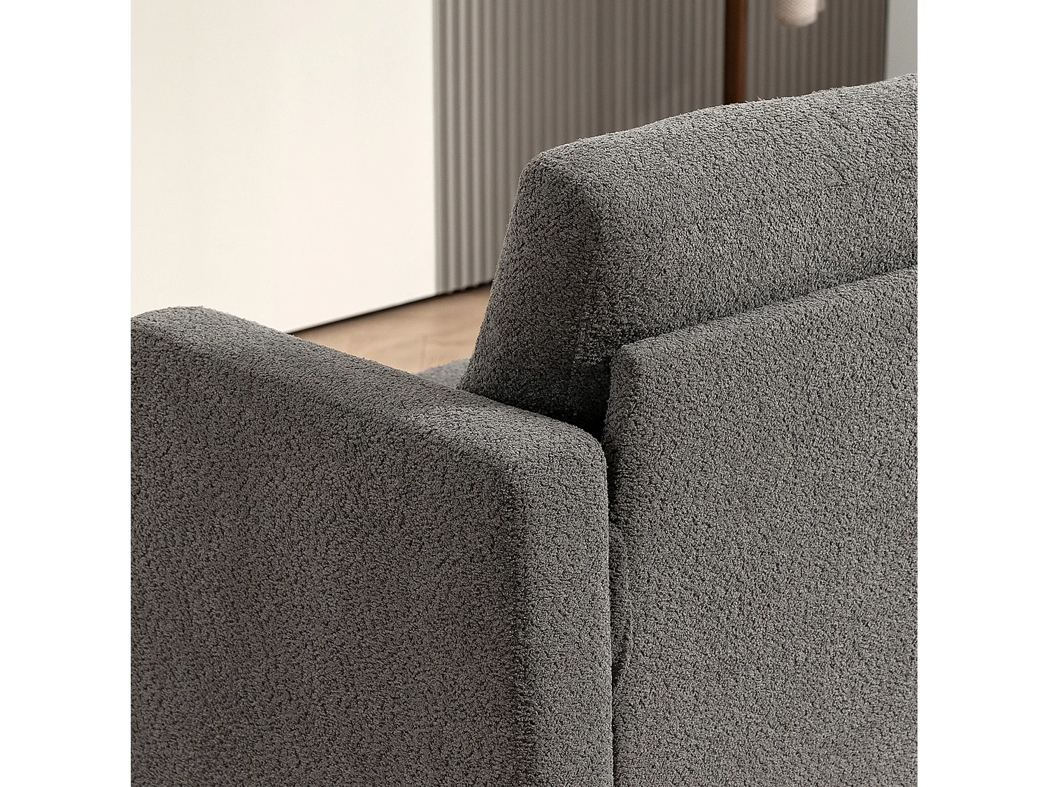 Canapé 2 places compact 140cm tissu chenille gris foncé
