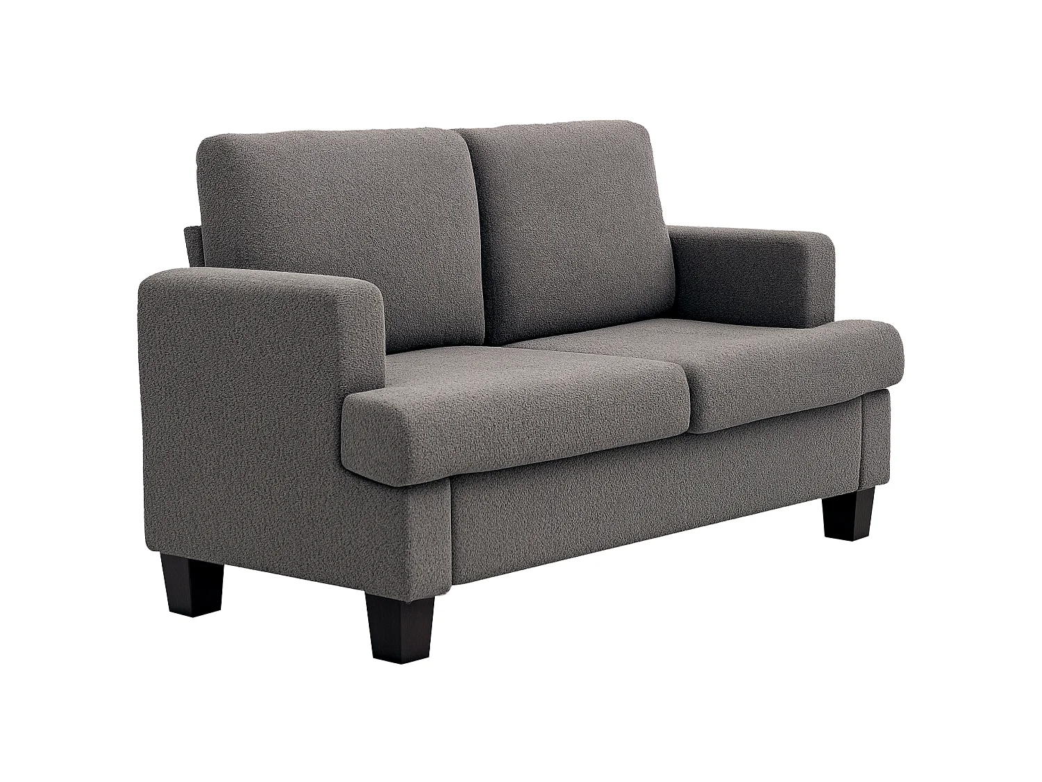 Canapé 2 places compact 140cm tissu chenille gris foncé