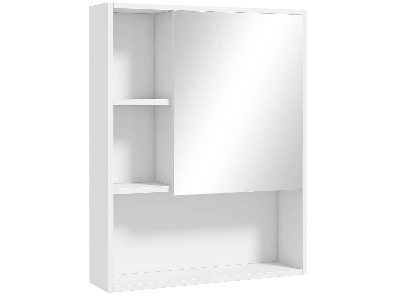 Armoire murale miroir salle de bain porte étagère 3 niches 60 x 15 x 76 cm blanc