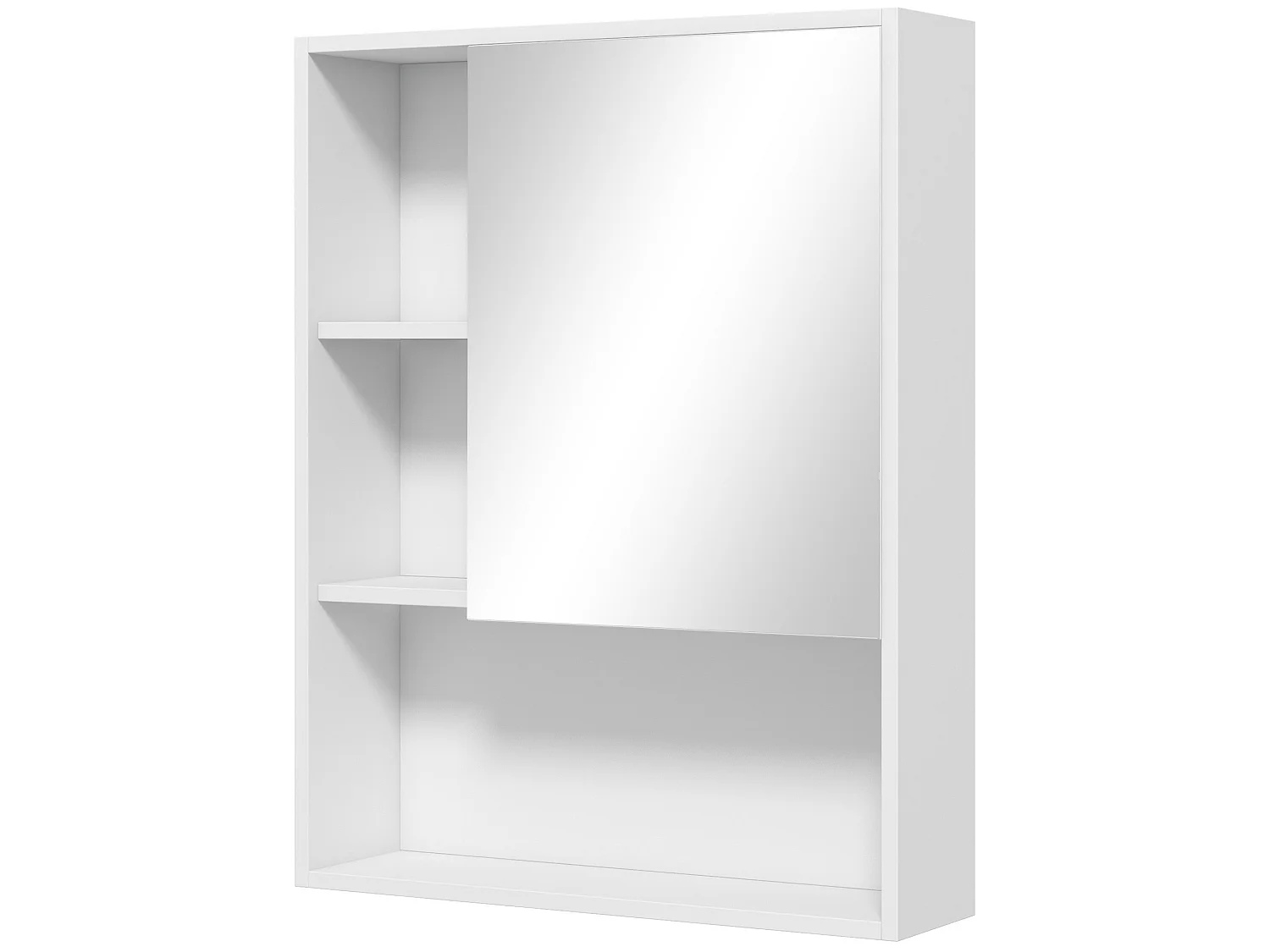 Armoire murale miroir salle de bain porte étagère 3 niches 60 x 15 x 76 cm blanc