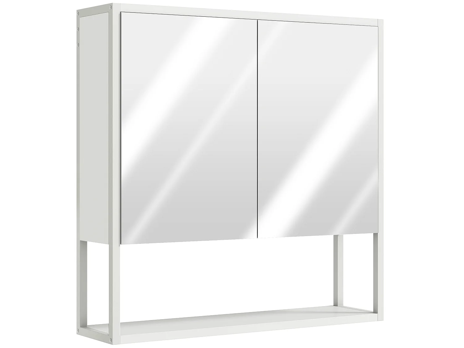 Armoire murale miroir salle de bain 2 portes étagère niche 60 x 16 x 60 cm blanc