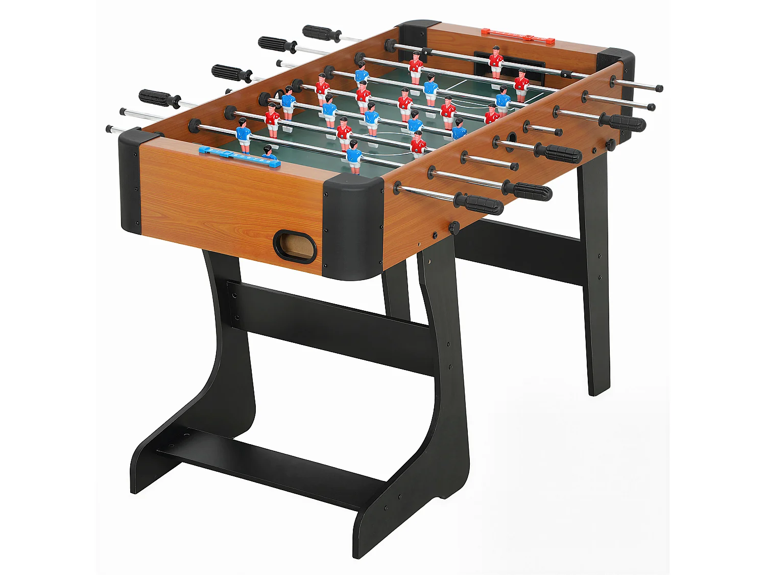 Babyfoot pliable - 22 joueurs, 2 ballons, 4 + 4 poignées, compteurs - dim. 118 x 107 x 78 cm - effet bois noir