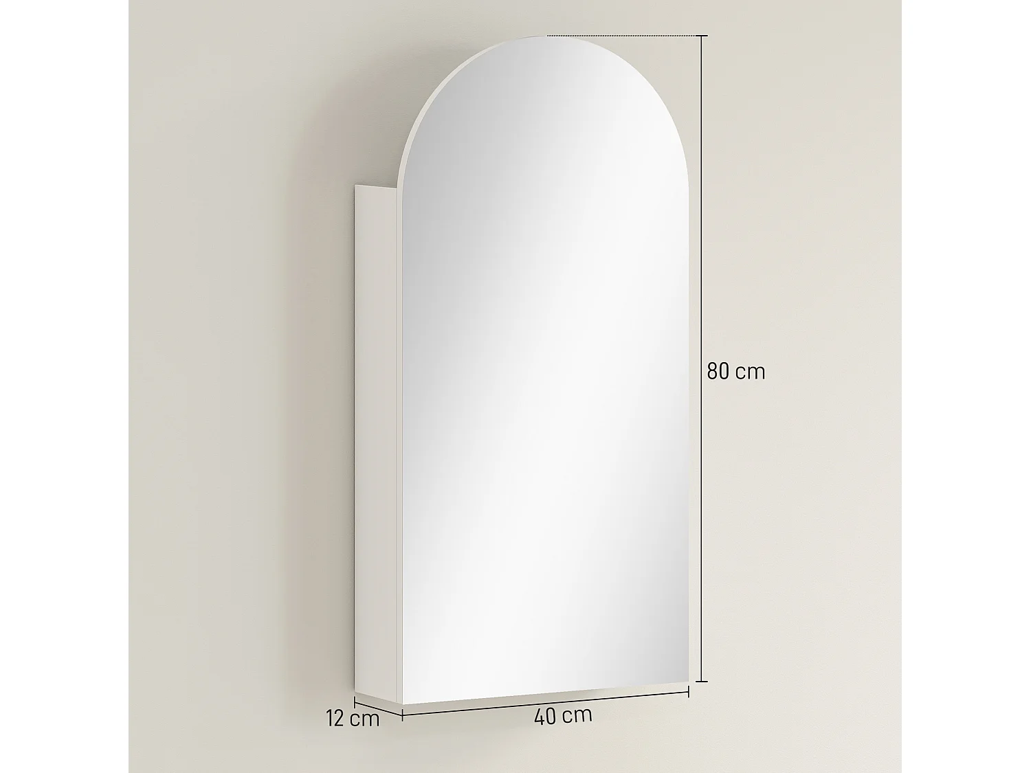 Armoire miroir murale salle de bain design 3 étagères verre blanc