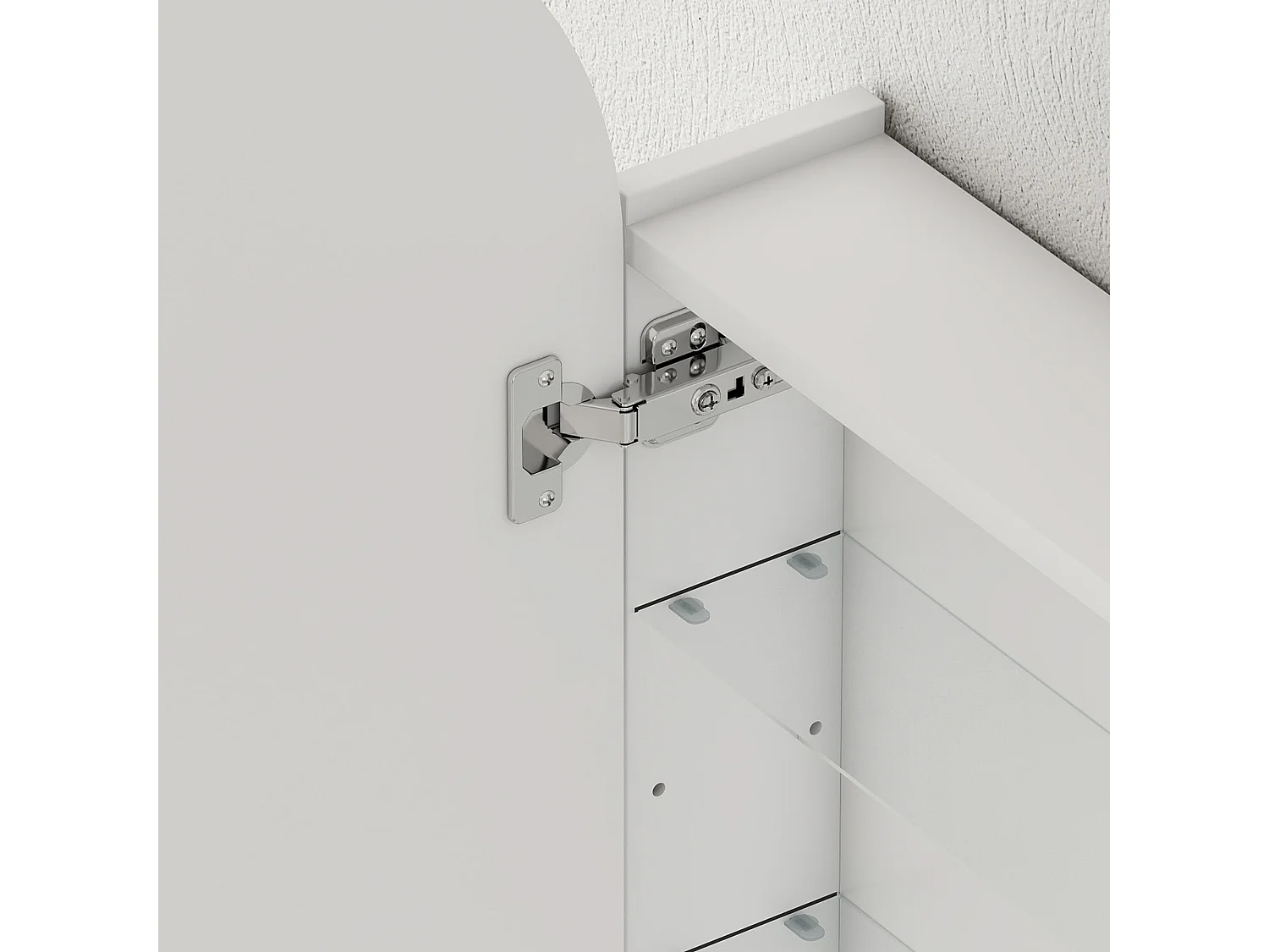 Armoire miroir murale salle de bain design 3 étagères verre blanc