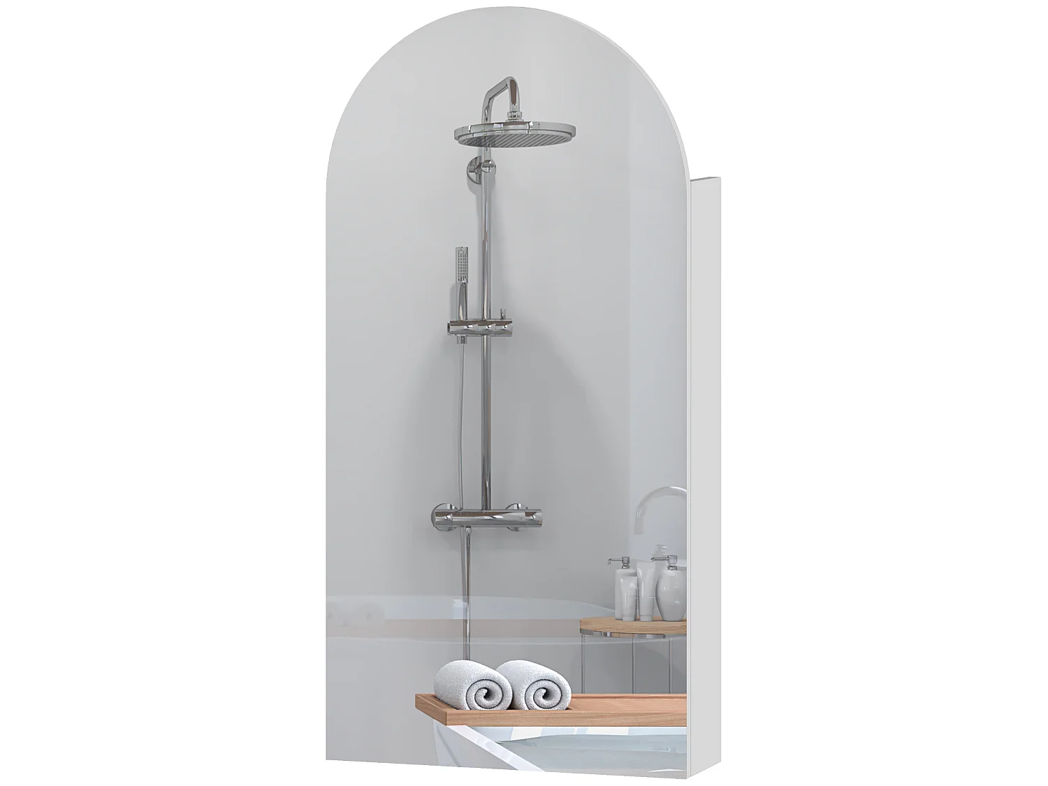 Armoire miroir murale salle de bain design 3 étagères verre blanc