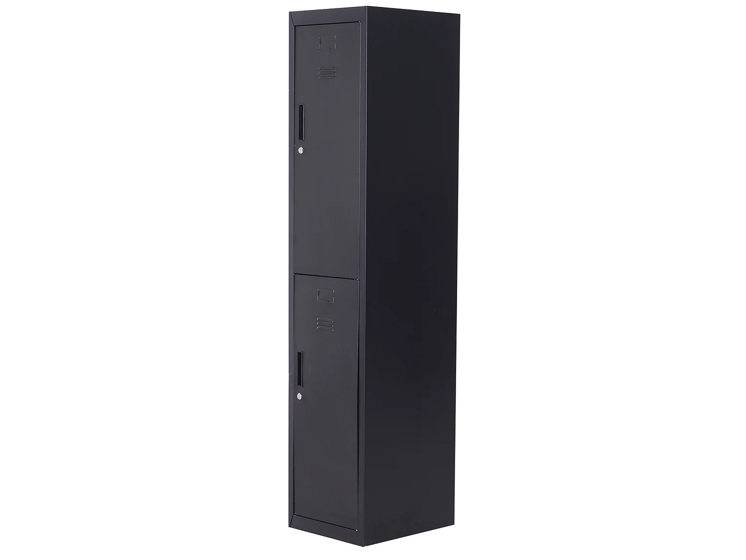 Vestiaire métallique 2 portes verrouillables - armoire métallique - 2 tringles, 4 étagères - acier noir