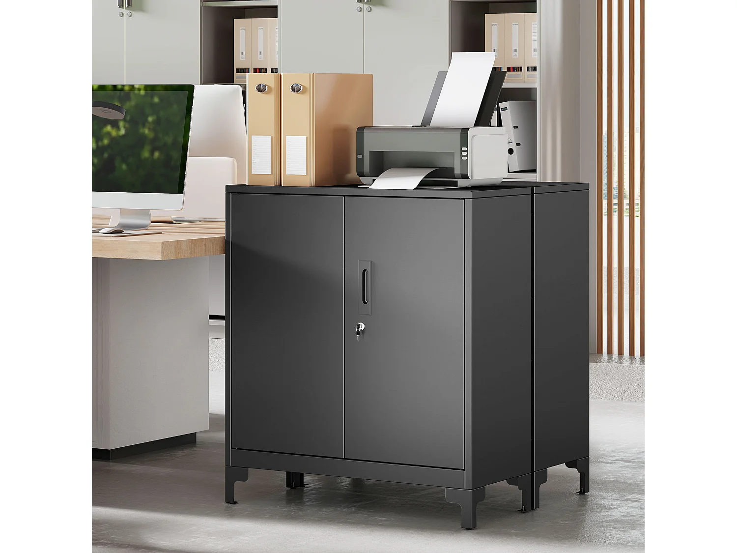 Armoire de bureau métal verrouillable 2 portes étagère