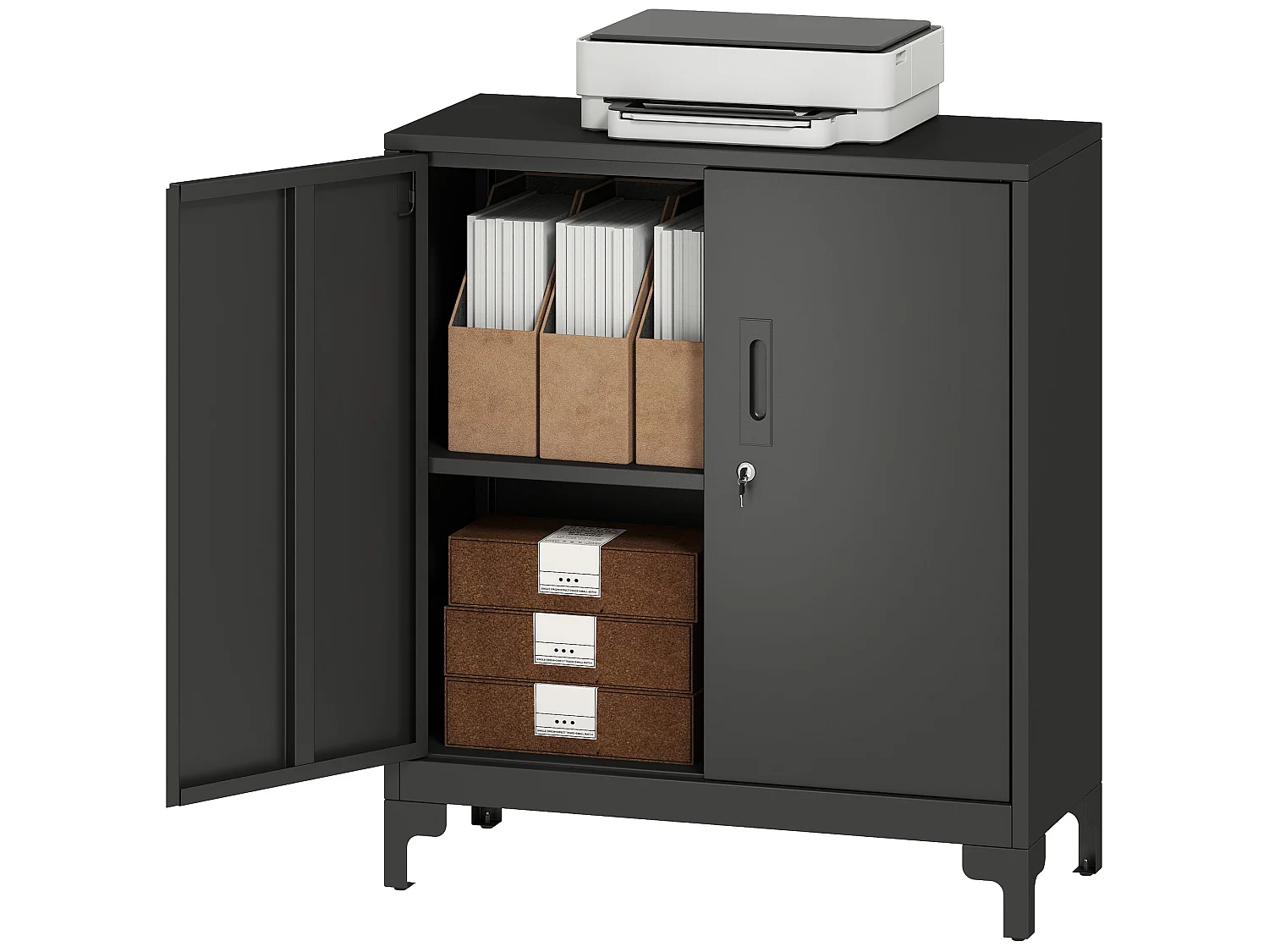 Armoire de bureau métal verrouillable 2 portes étagère