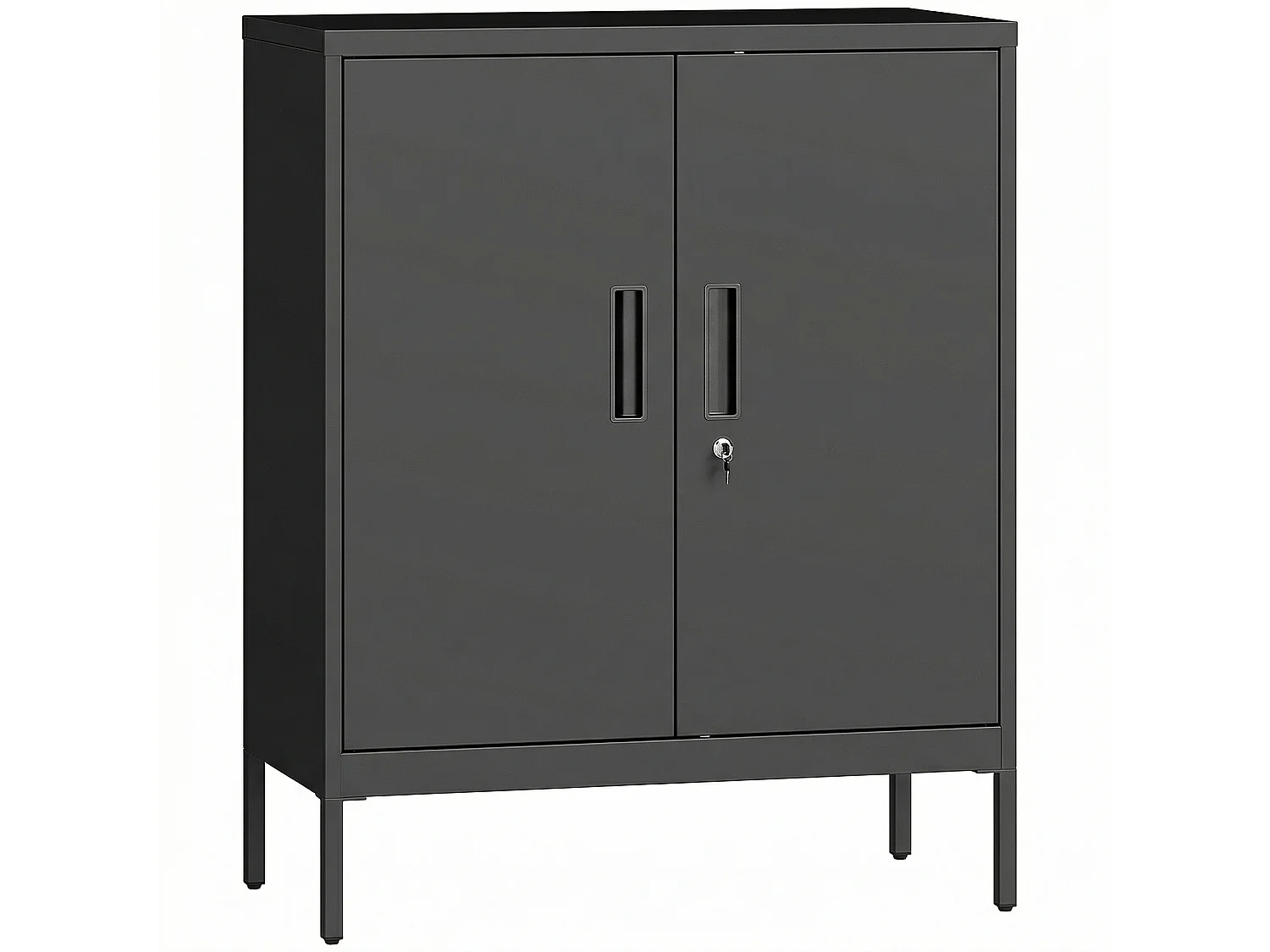 Armoire métallique de bureau verrouillable 2 portes 2 étagères noir