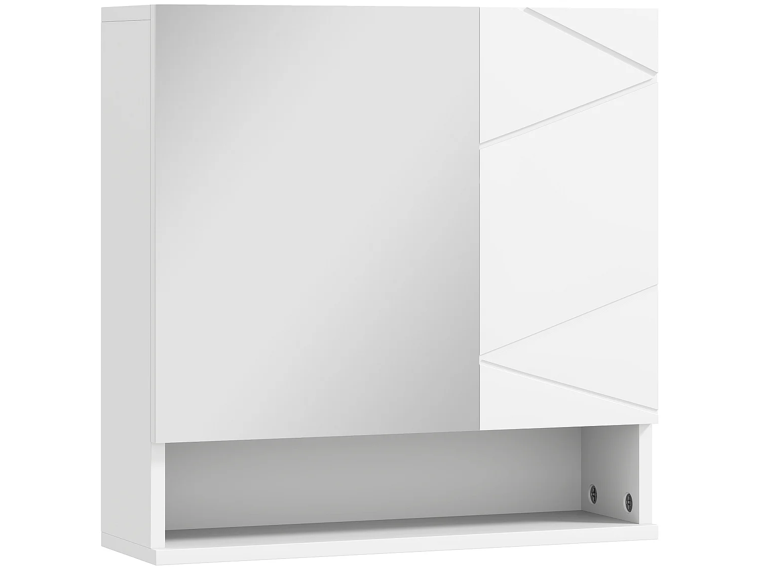 Armoire miroir de salle de bain - 2 portes, 2 étagères, niche - blanc