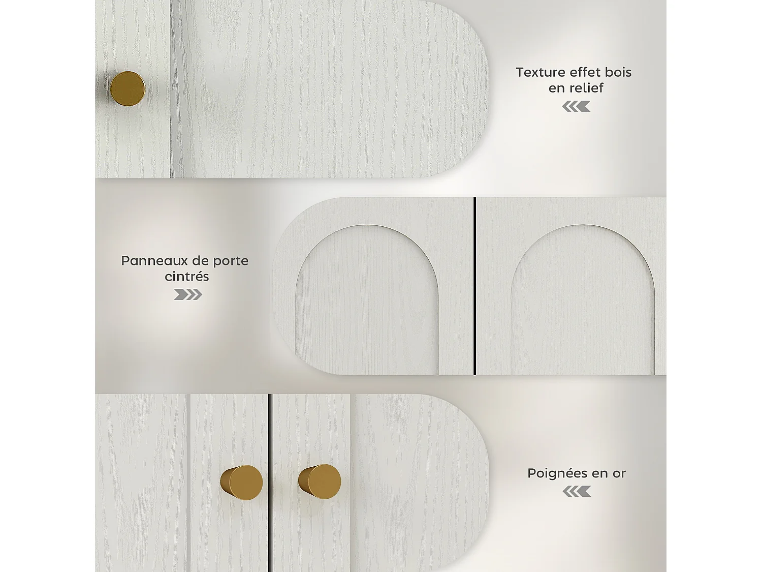 Armoire murale salle de bain design - 2 portes, étagère - dim. 60 x 20 x 60 cm - blanc doré
