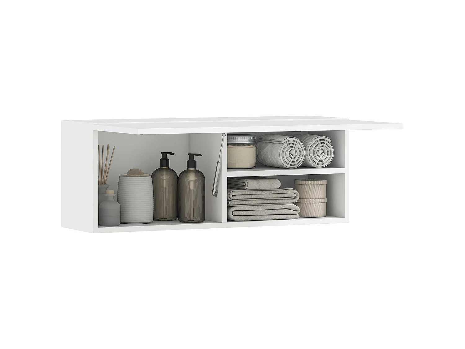 Armoire murale salle de bain porte abattante 3 compartiments blanc