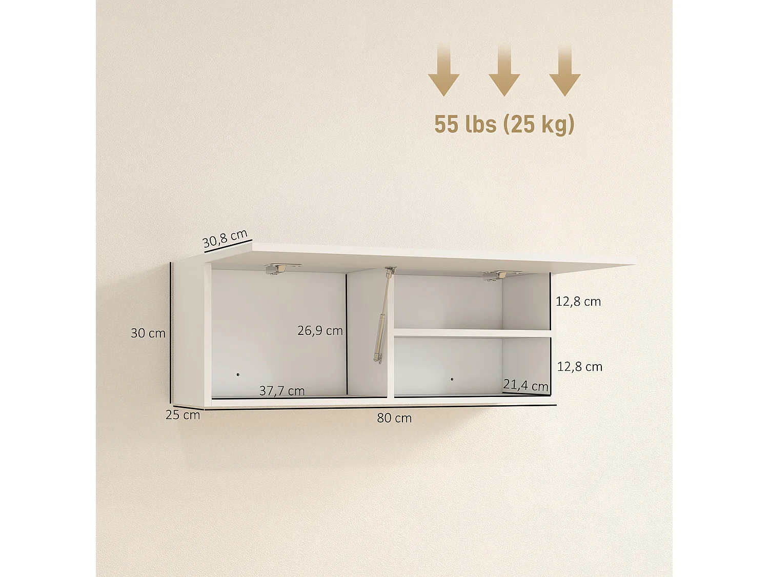 Armoire murale salle de bain porte abattante 3 compartiments blanc