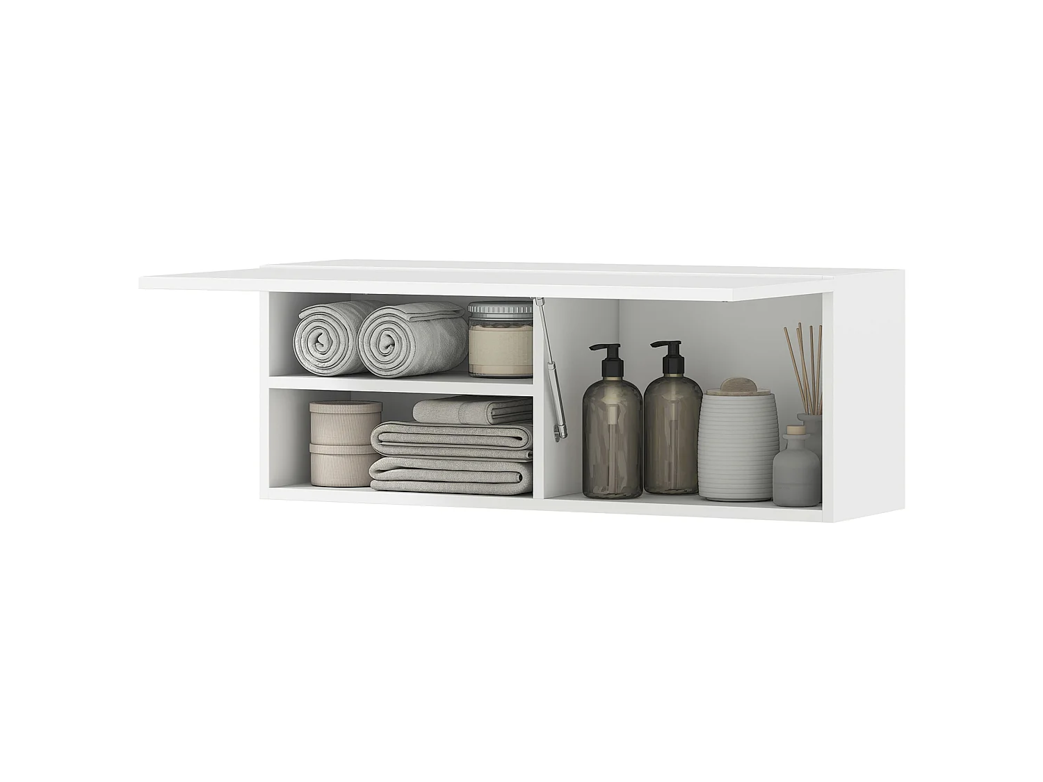Armoire murale salle de bain porte abattante 3 compartiments blanc