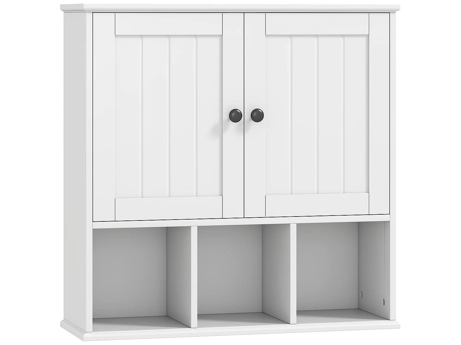 Armoire murale salle de bain 2 portes étagère 3 niches blanc