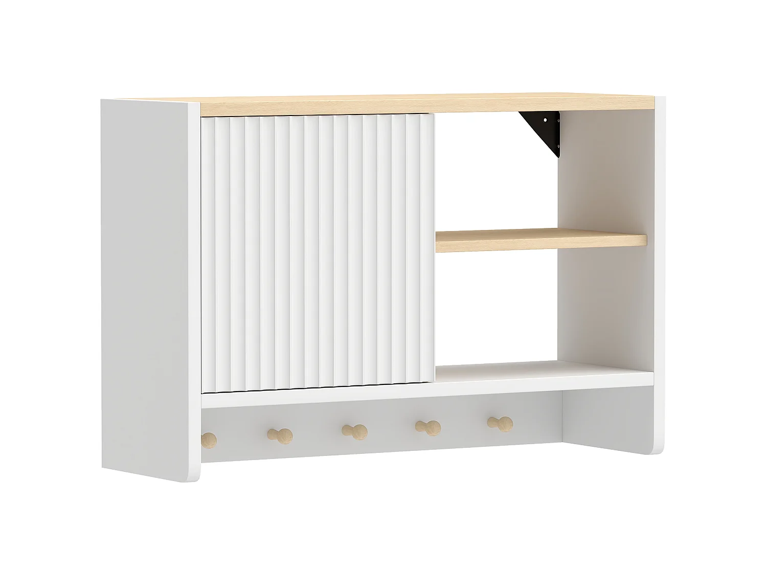 Armoire murale salle de bain rangement porte crochets bois blanc chêne