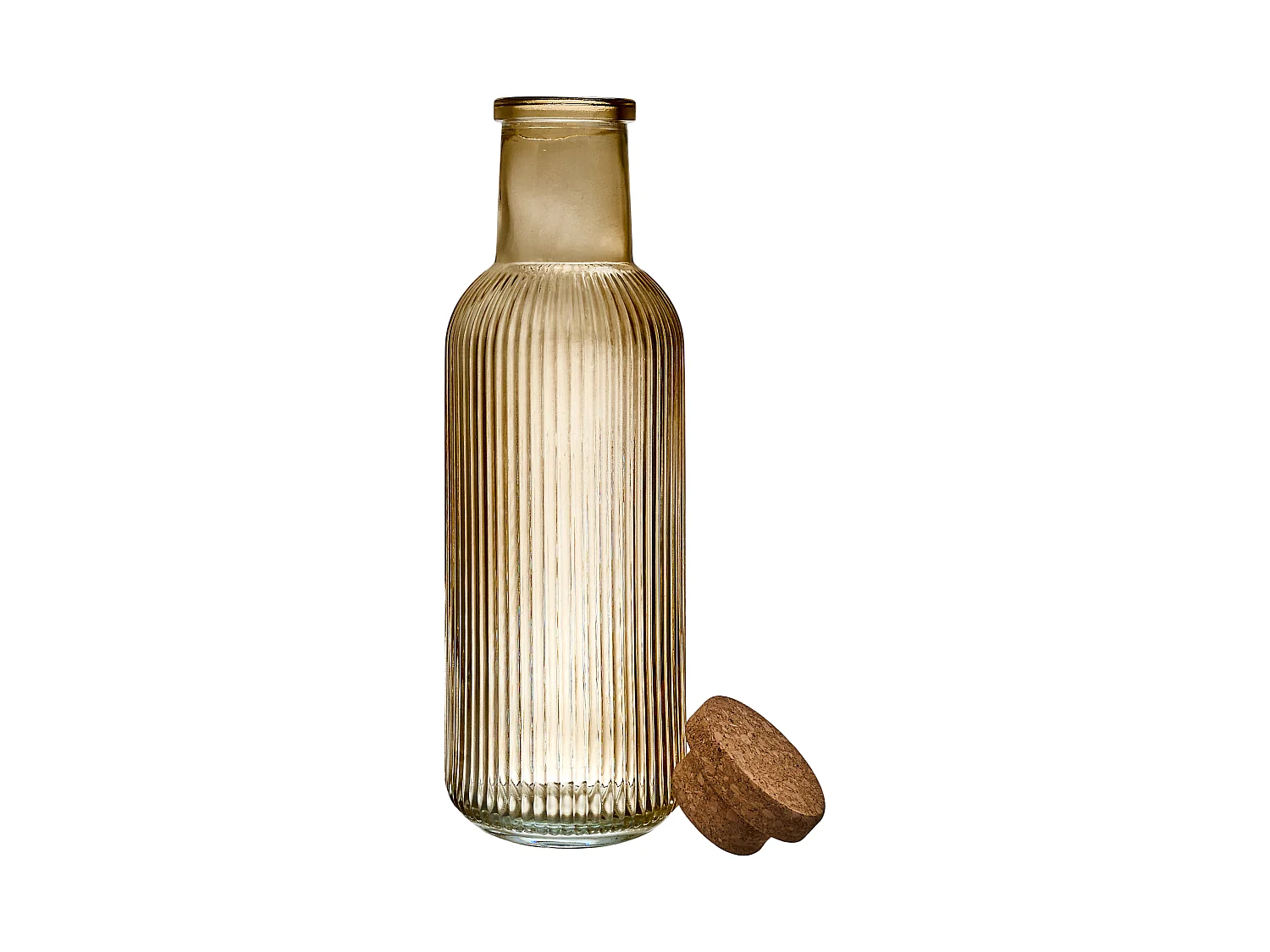 Bouteille Verre Strie Ambre 1l