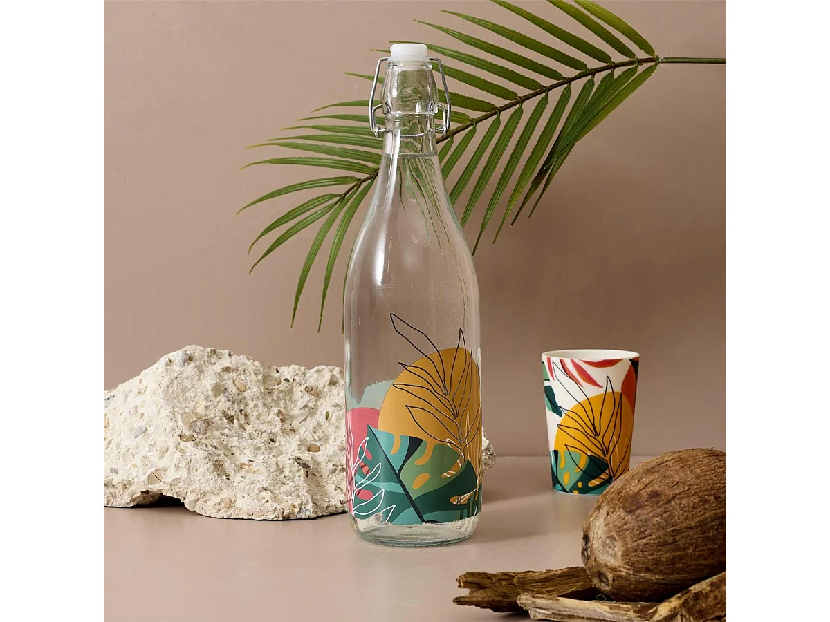 Bouteille en Verre "Paradis Exotique" 1L Multicolore