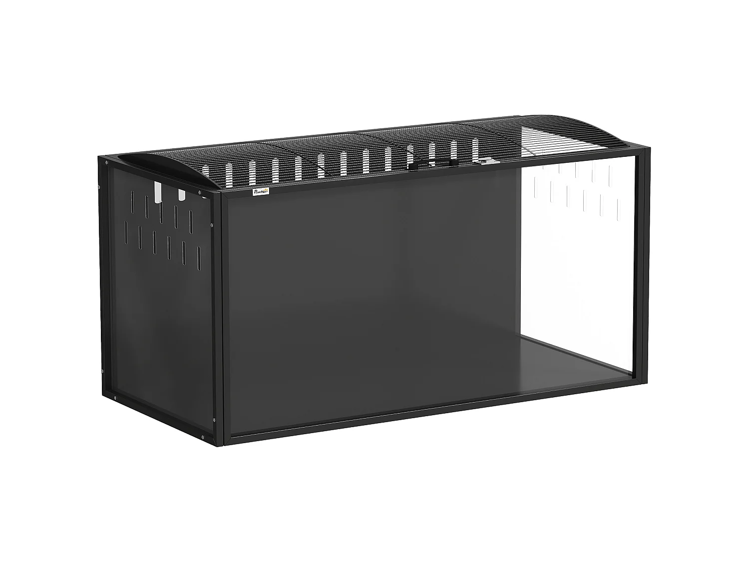 Cage hamster rongeur acier noir acrylique transparent toit ouvrant 105x51x53cm