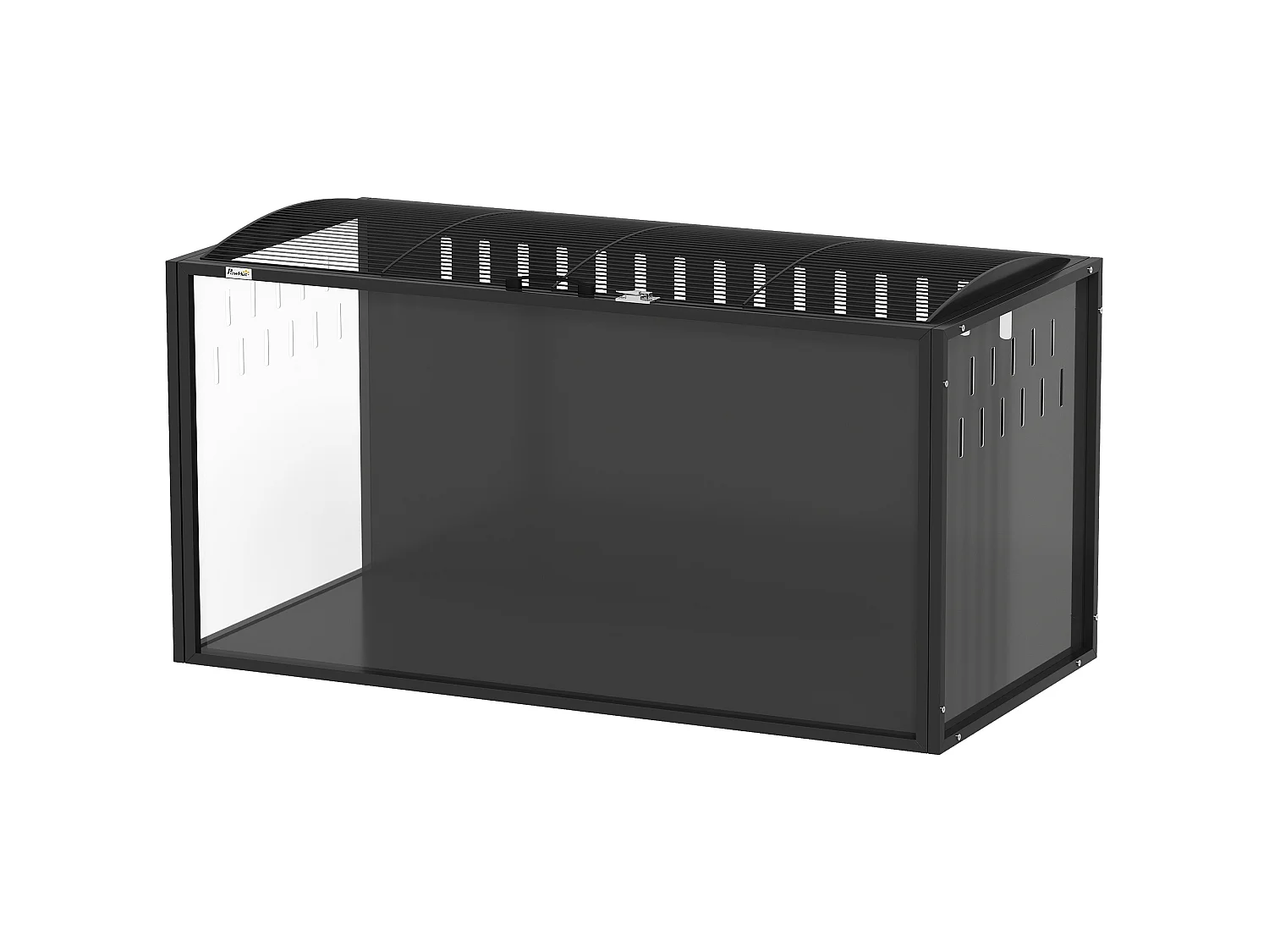 Cage hamster rongeur acier noir acrylique transparent toit ouvrant 105x51x53cm