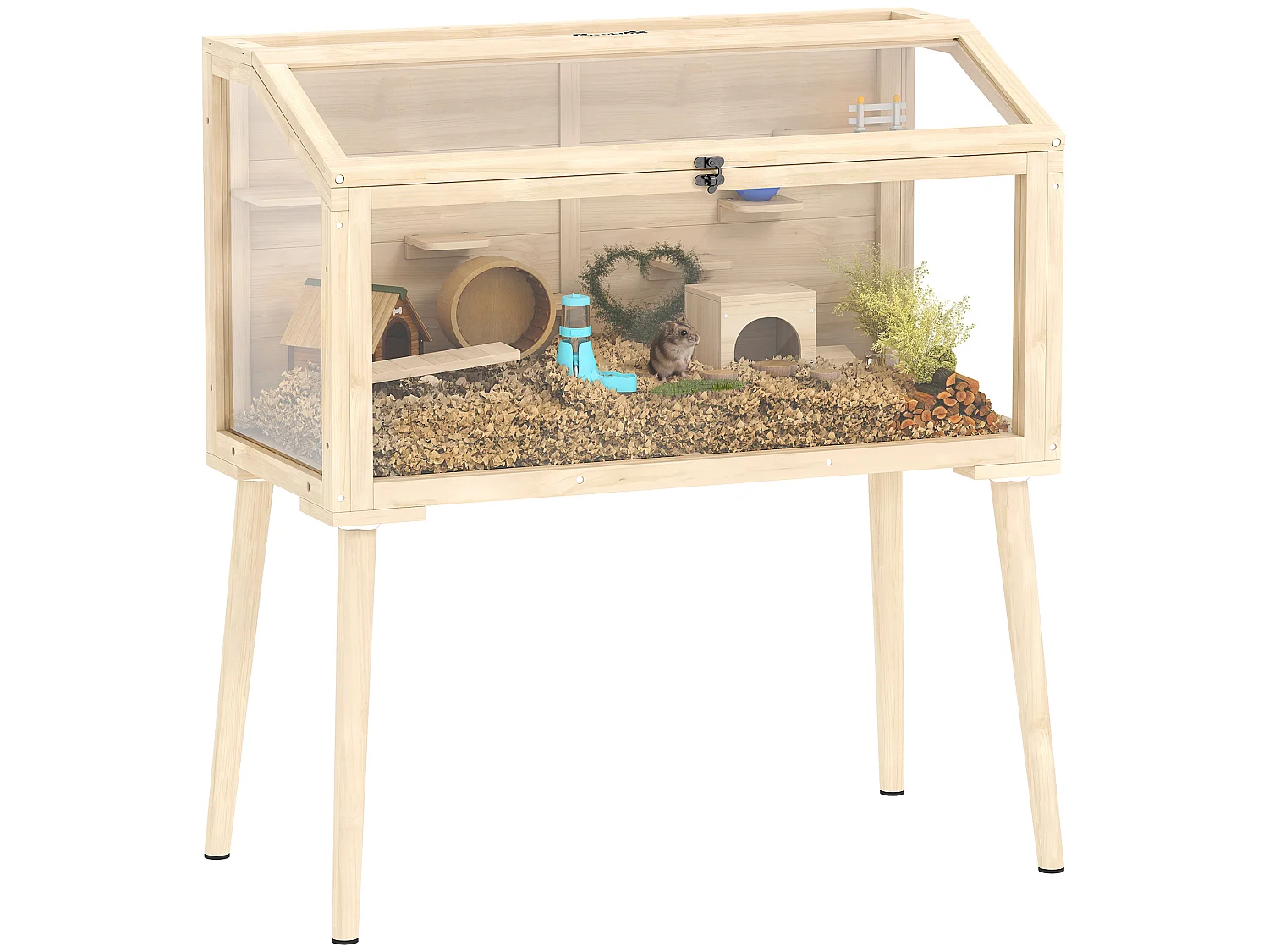 Cage hamster rongeur en bois plexiglas - 7 plateformes - multi-accessoires - 110 x 52 x 101 cm