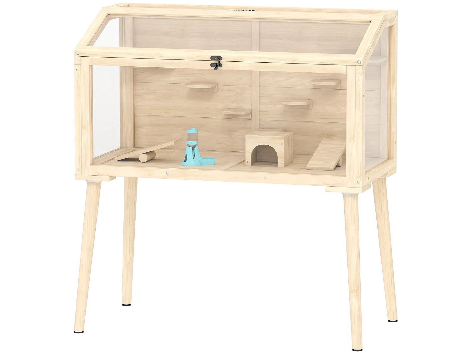 Cage hamster rongeur en bois plexiglas - 7 plateformes - multi-accessoires - 110 x 52 x 101 cm