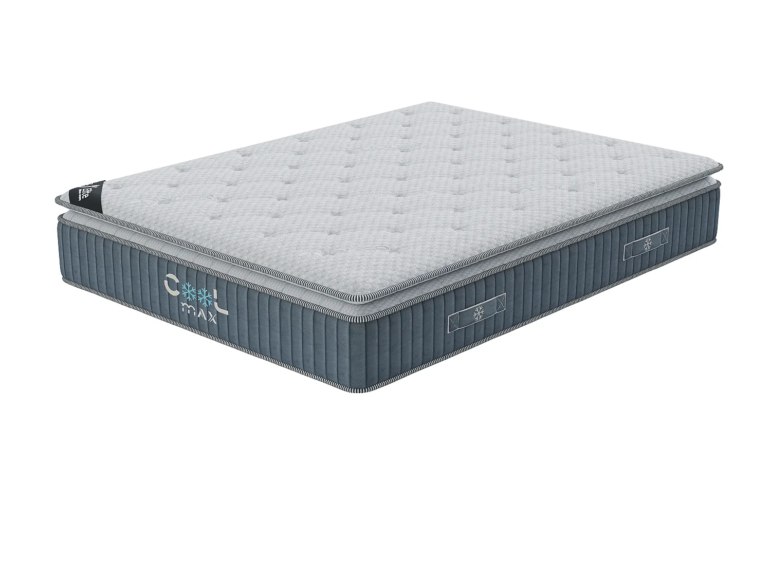 Matelas Cool Max 200x200 cm Hauteur 31 cm Mémoire de forme Visco Tissu Cooler Thermo ressorts ensachés 7 Zones Soutien mi-ferme