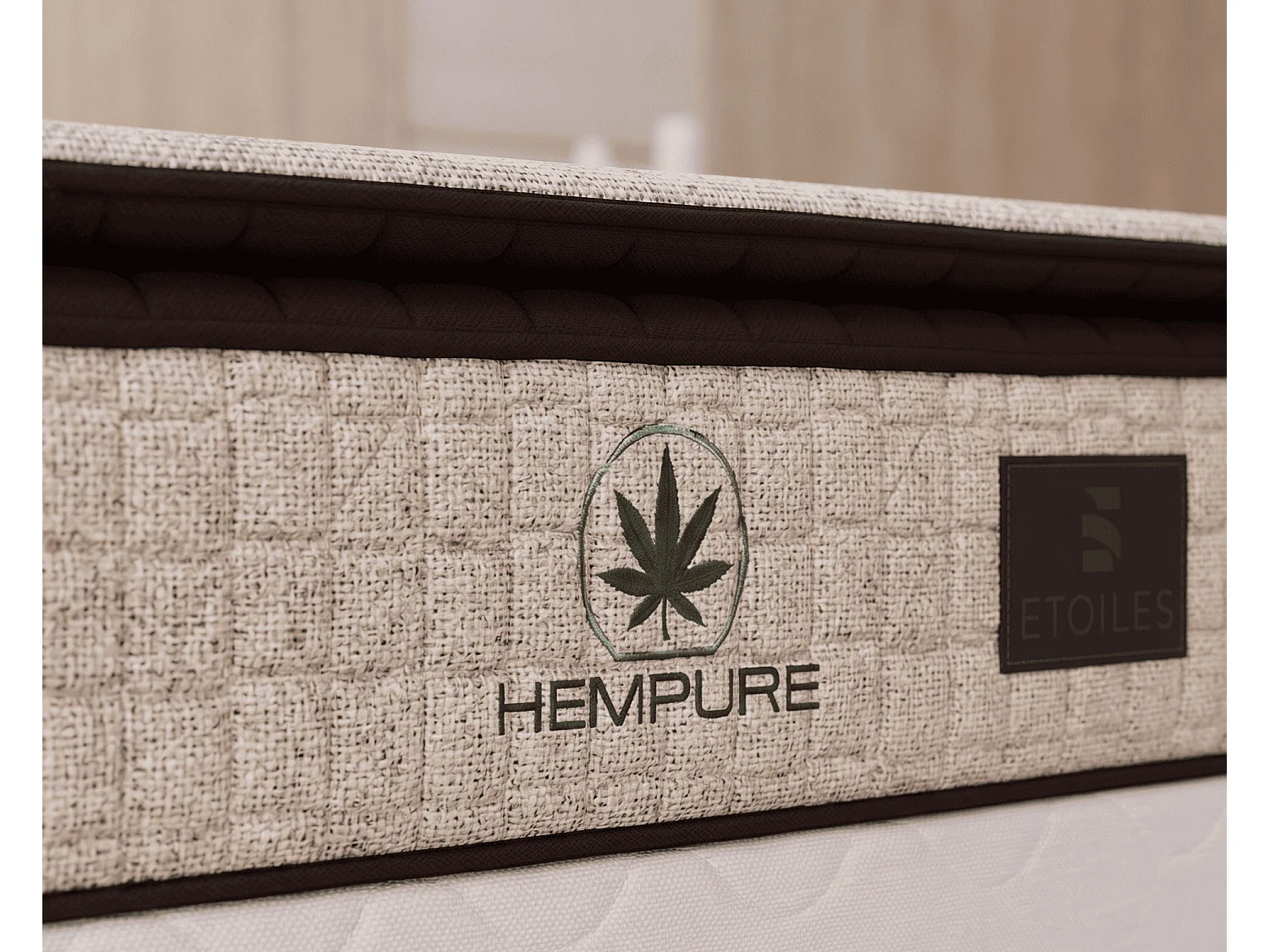 Matelas Natural Hempure 200x200 cm Hauteur 30 cm Latex synthétique Micro-ressorts ensachés 7 Zones Soutien équilibré