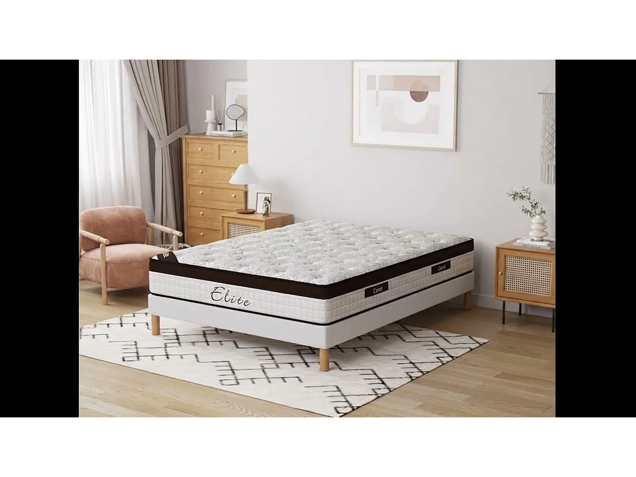 Matelas 180x200 cm Camel Hauteur 25 cm avec Eurotopper Confort Supérieur Mémoire de forme intégrée Soutien équilibré