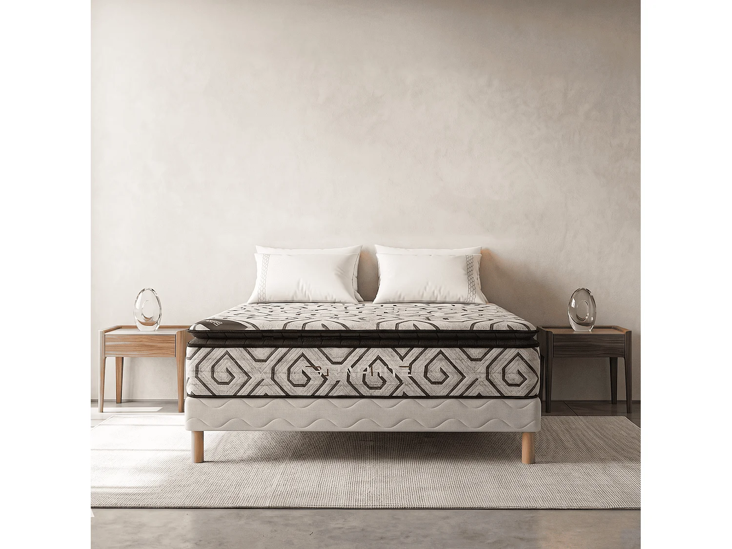 Matelas Graphite 180x200cm Hauteur 28cm Mémoire de forme gel et de mousse Super Soft Tissu Graphène Soutien mi-ferme 7 zones