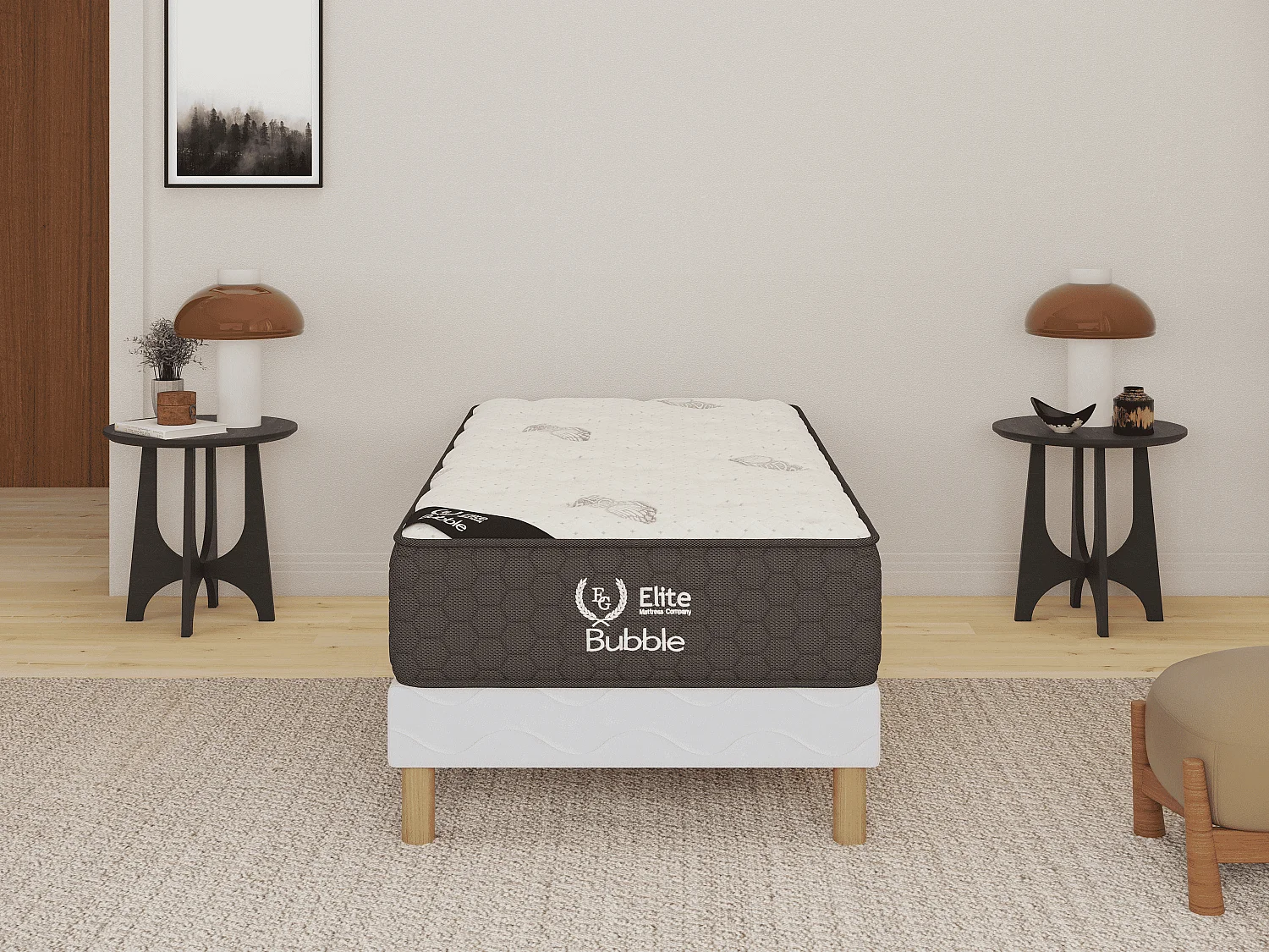 Matelas BUBBLE 90x190 cm Hauteur 26 cm Bande Laterale 3D Mousse a Memoire de forme Soutien Mi-ferme