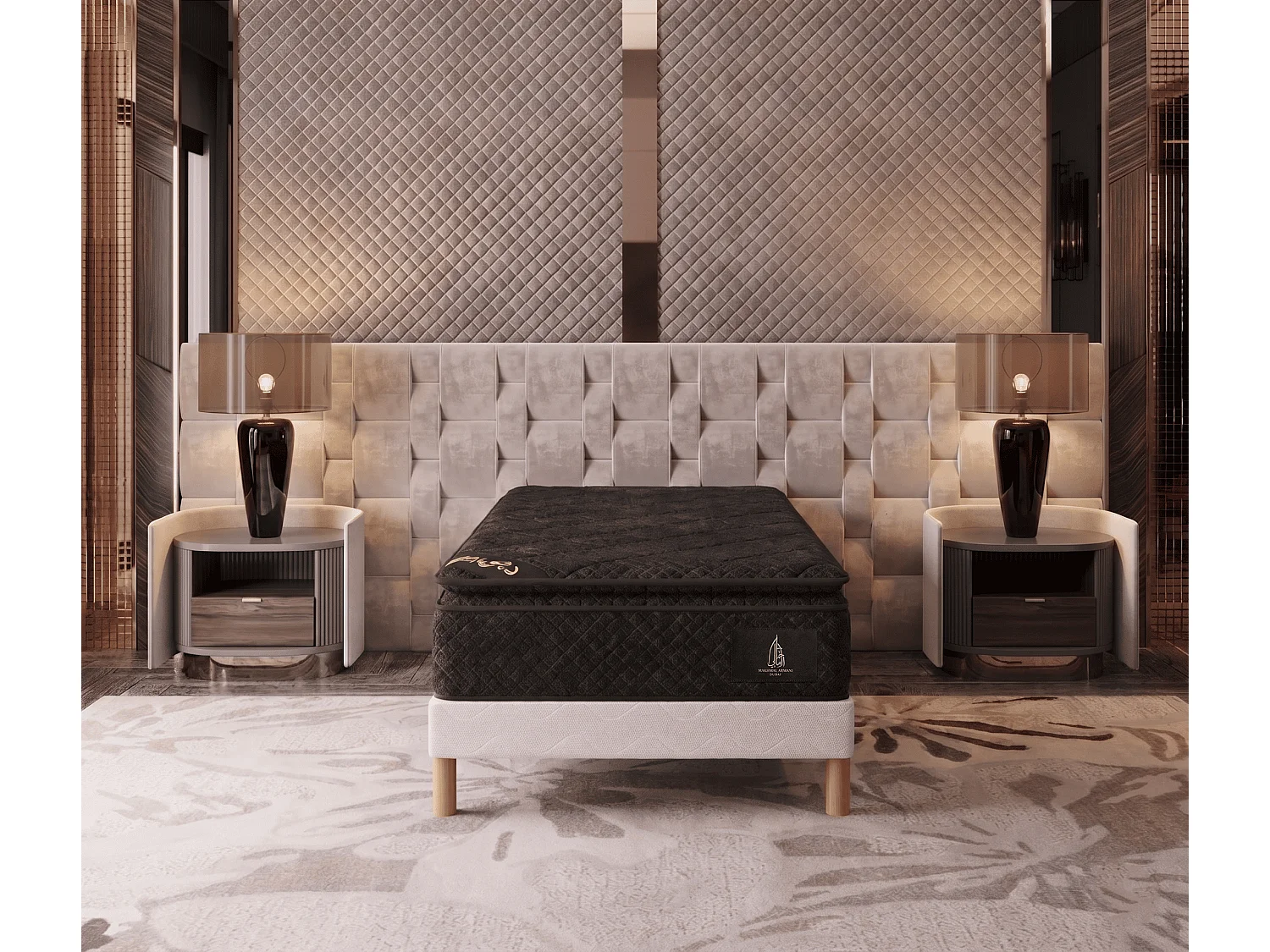Matelas Makhmal armani 90x190 cm Hauteur 31 cm Surmatelas Intégré ressorts ensachés 7 Zones Confort Hôtel Luxe