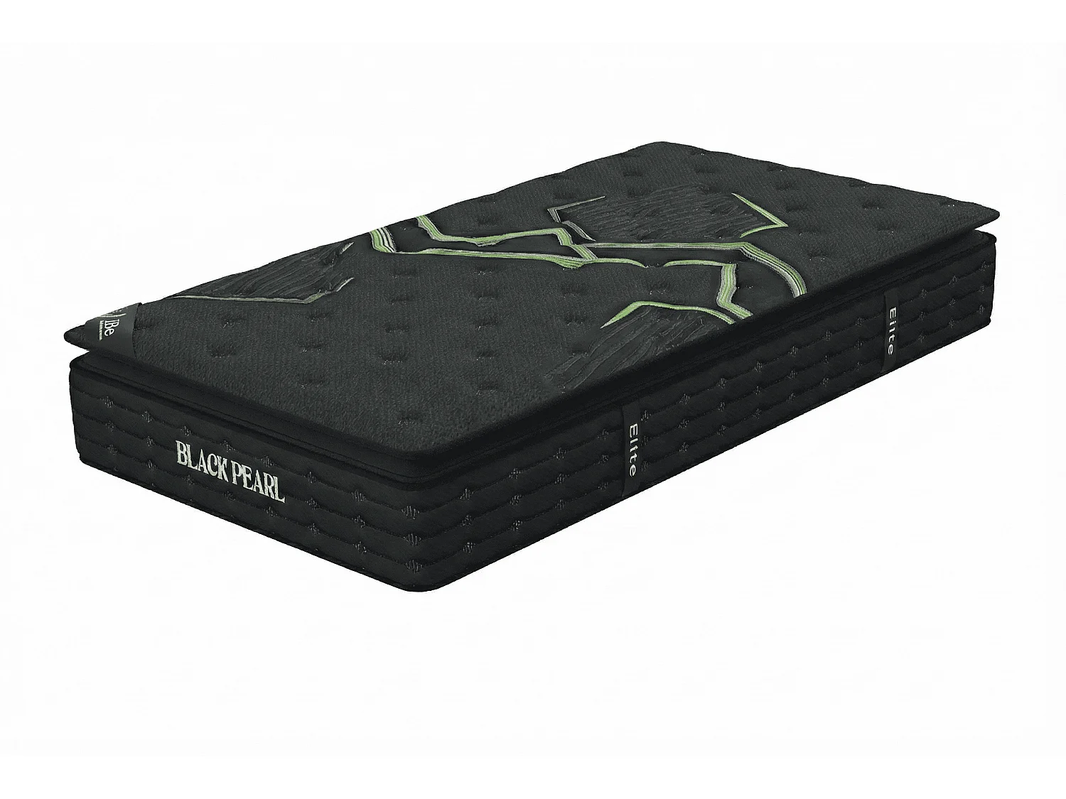 Matelas Black Pearl 90x190 cm Hauteur 28 cm Surmatelas Intégré ressorts ensachés 7 zones Mémoire de forme Visco