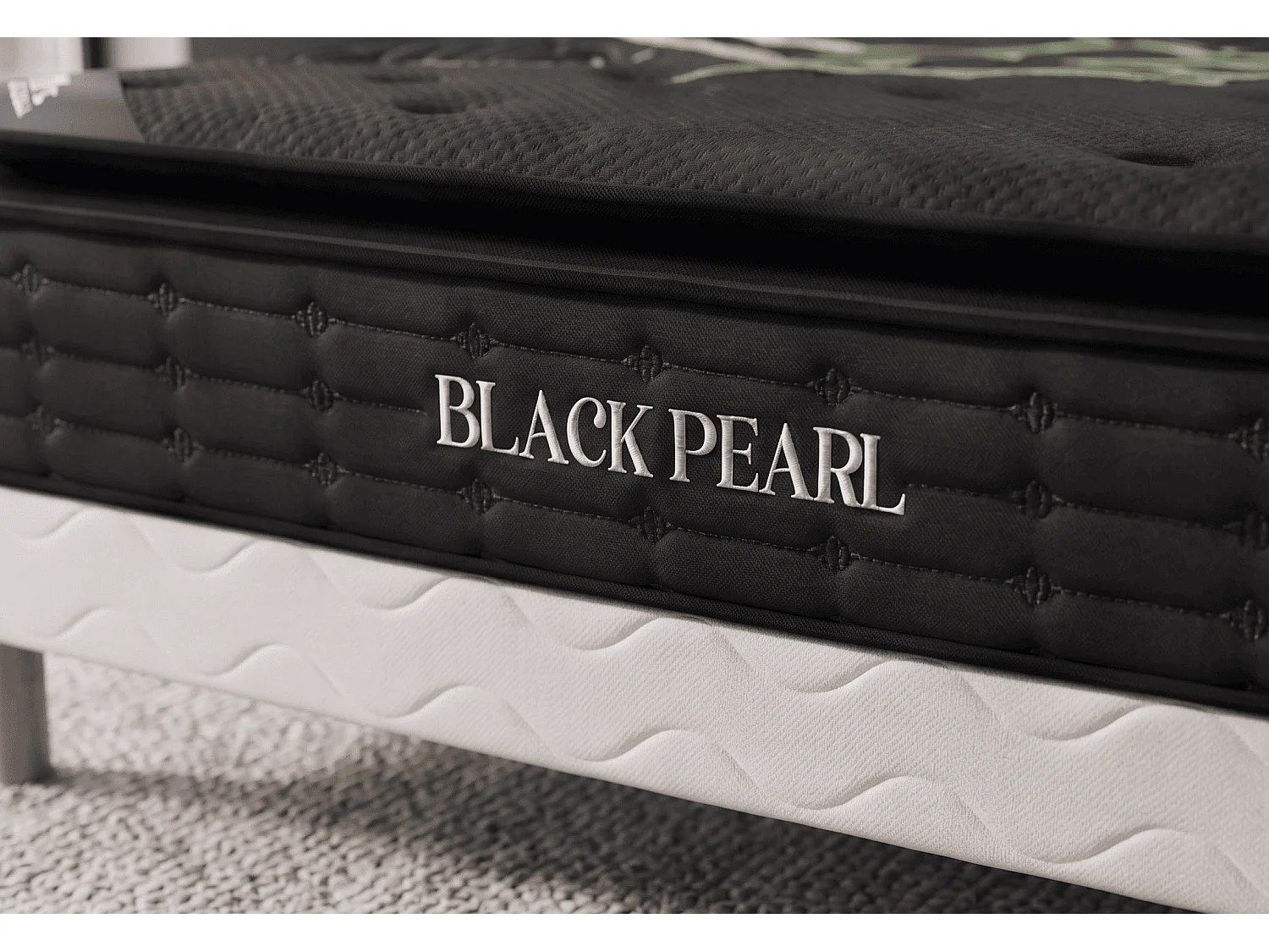 Matelas Black Pearl 200x200 cm Hauteur 28 cm Surmatelas Intégré ressorts ensachés 7 zones Mémoire de forme Visco