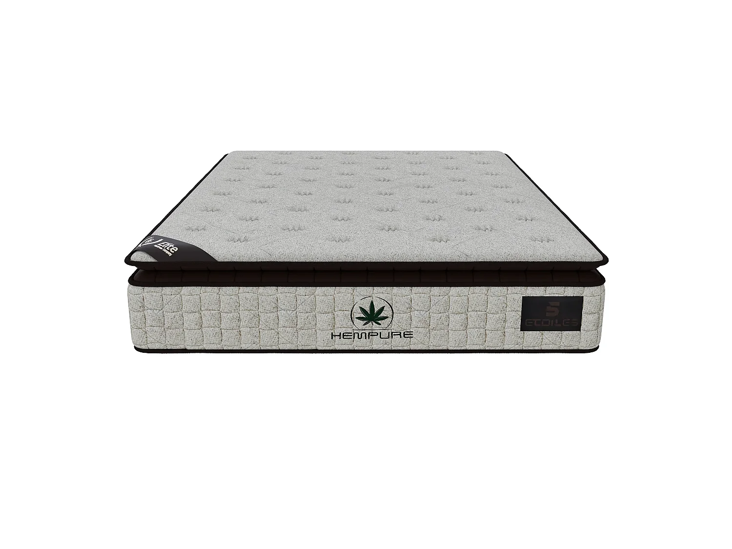 Matelas Natural Hempure 180x200 cm Hauteur 30 cm Latex synthétique Micro-ressorts ensachés 7 Zones Soutien équilibré