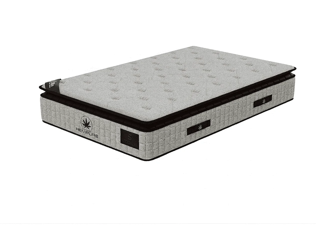Matelas Natural Hempure 90x190 cm Hauteur 30 cm Latex synthétique Micro-ressorts ensachés 7 Zones Soutien équilibré