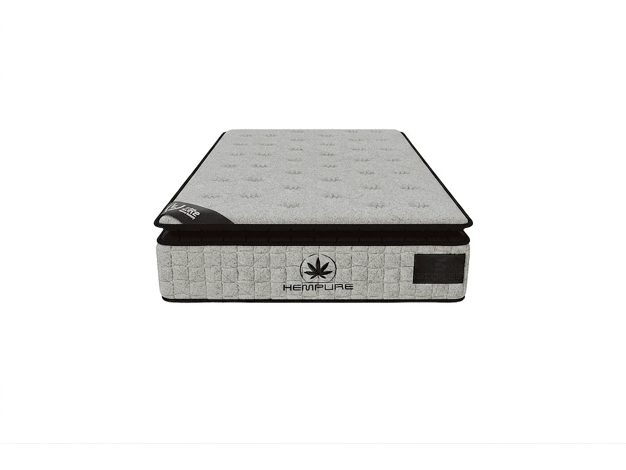 Matelas Natural Hempure 90x190 cm Hauteur 30 cm Latex synthétique Micro-ressorts ensachés 7 Zones Soutien équilibré