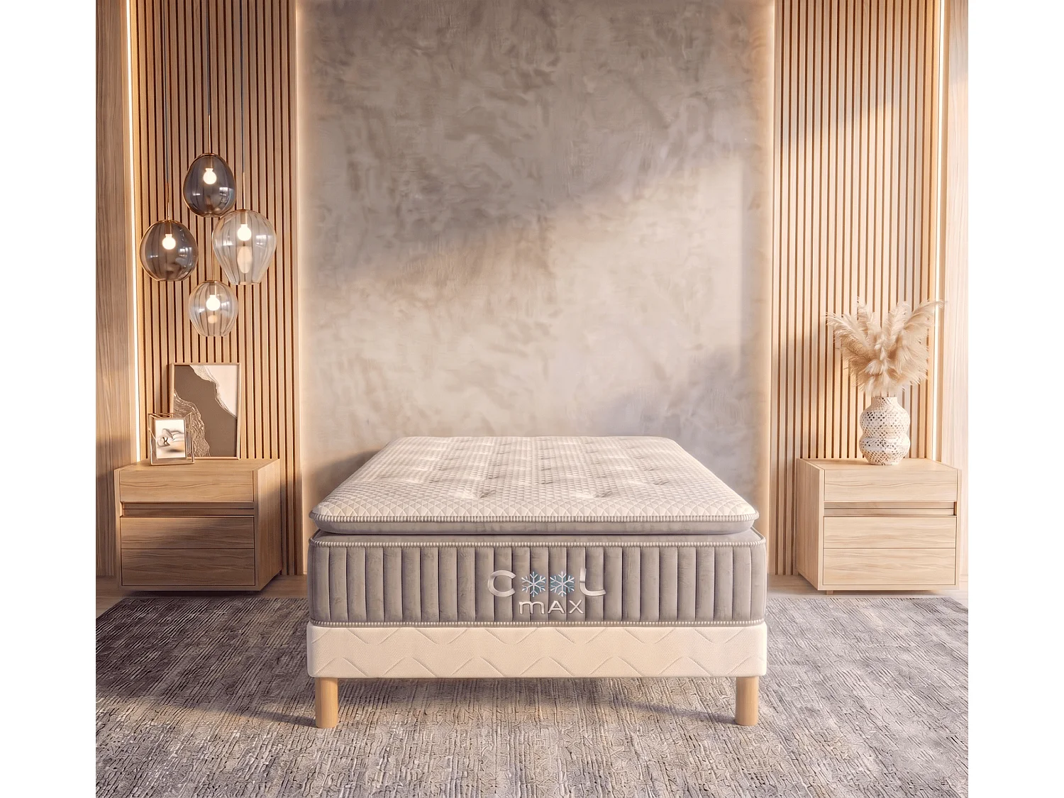 Matelas Cool Max 90x190 cm Hauteur 31 cm Mémoire de forme Visco Tissu Cooler Thermo ressorts ensachés 7 Zones Soutien mi-ferme