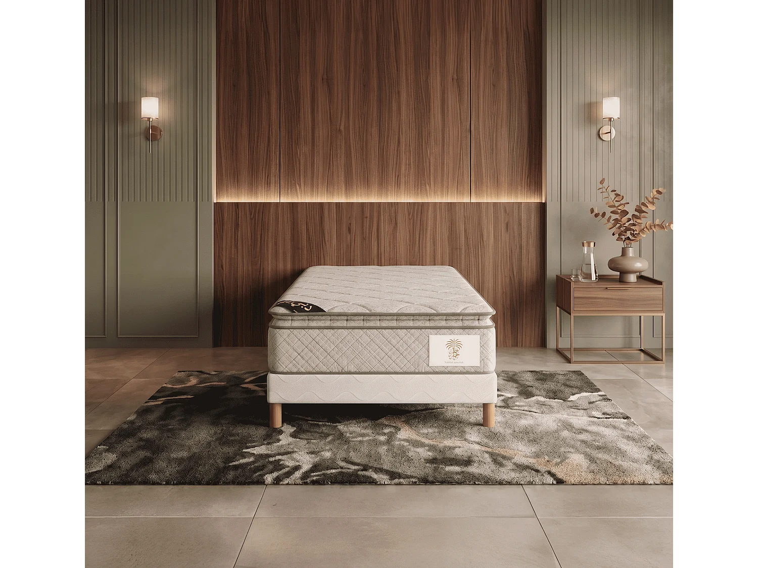 Matelas Nakhlat Jumeirah 90x190 cm Hauteur 33 cm Surmatelas Intégré Velours ressorts ensachés 7 Zones Confort Luxueux