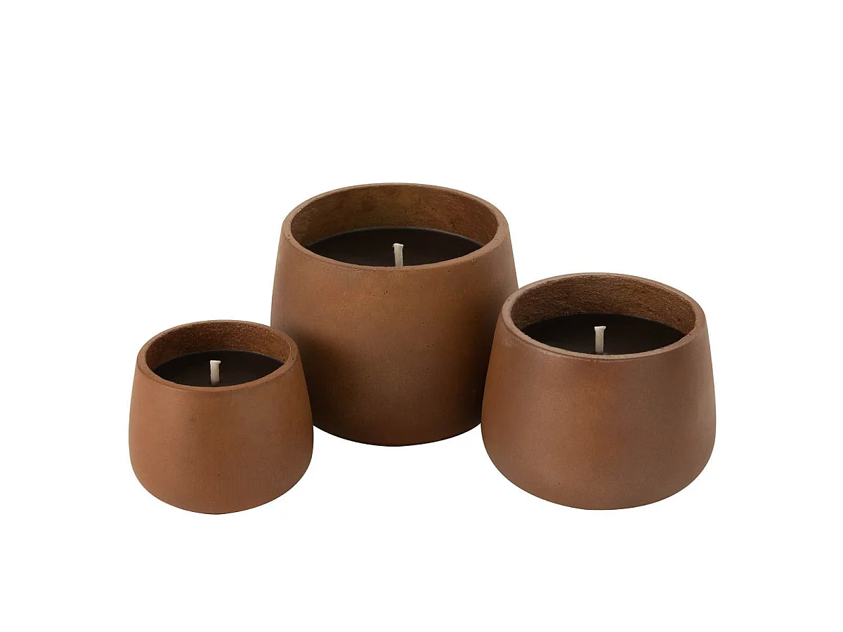 Bougie Extérieure Ciment "Brittney" 13cm Marron