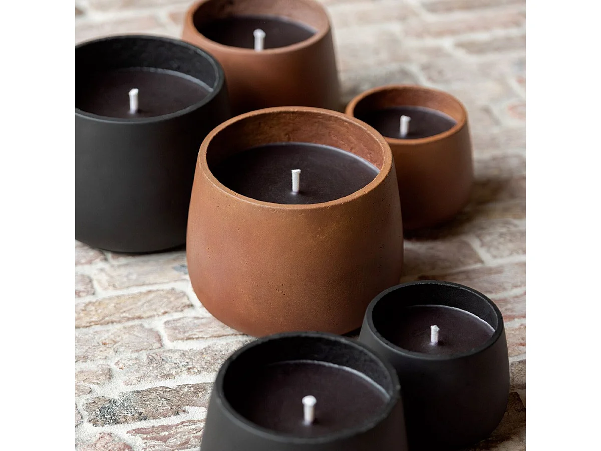 Bougie Extérieure Ciment "Brittney" 13cm Marron