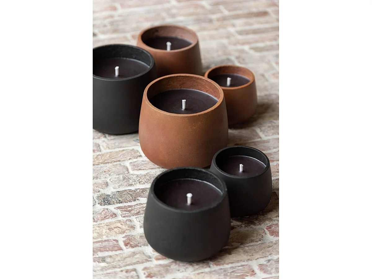Bougie Extérieure Ciment "Brittney" 16cm Marron