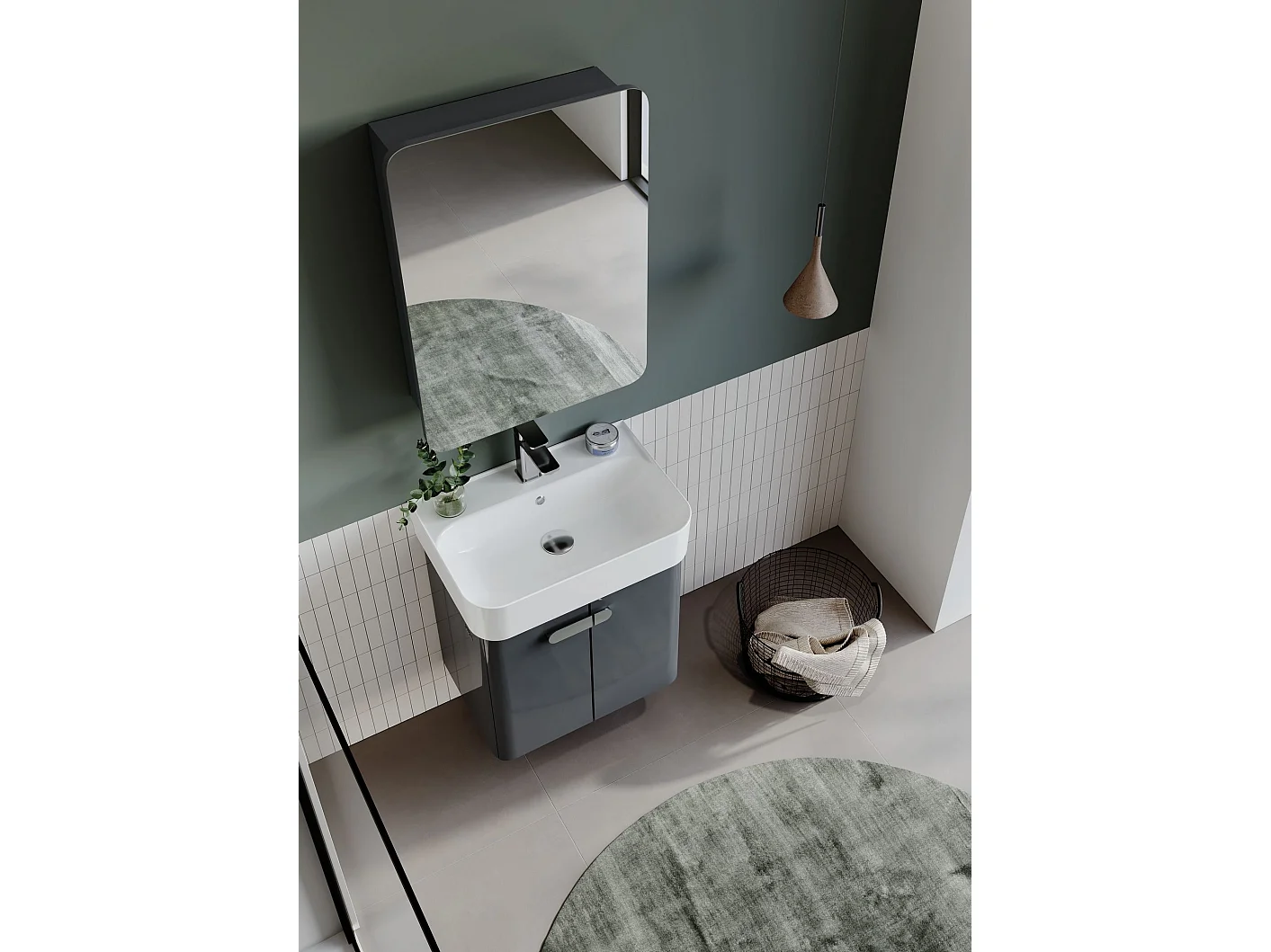 Meuble Vasque "Orbit 55" - 55 x 38 x 62 cm - Anthracite