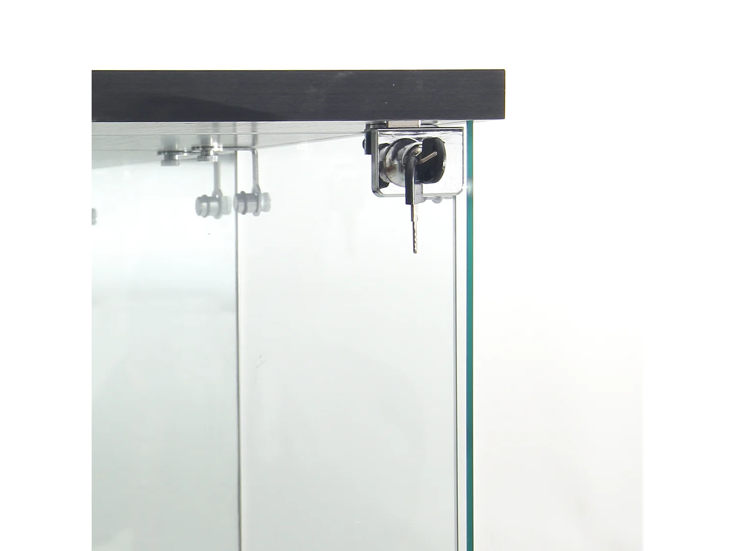 DreamMespace Vitrine Verre Trempé 42.5x36.5x164 cm - Meuble de Rangement 4 Niveaux avec Miroir & LED, Noir