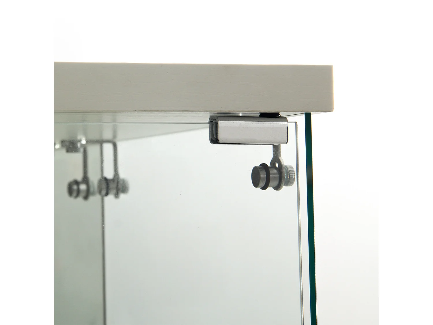DreamMespace Vitrine Verre Trempé 80.5x36.5x164 cm - Meuble de Rangement Double Porte Miroir & LED, Blanc
