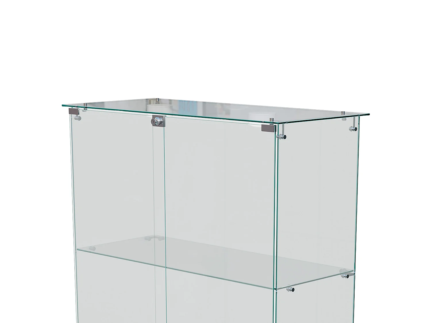 DreamMespace Vitrine Verre Trempé 78.5x35x123.3 cm - Meuble de Rangement Double Porte 3 Niveaux avec Spot LED, Noir
