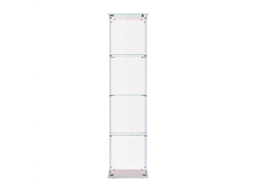 DreamMespace Vitrine Verre Trempé 39.8x35x163 cm - Meuble de Rangement 4 Niveaux avec Ruban LED RGB & Clé, Blanc